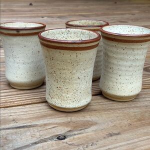 Vintage B Welsh Studio Pottery Glasses Set of 4